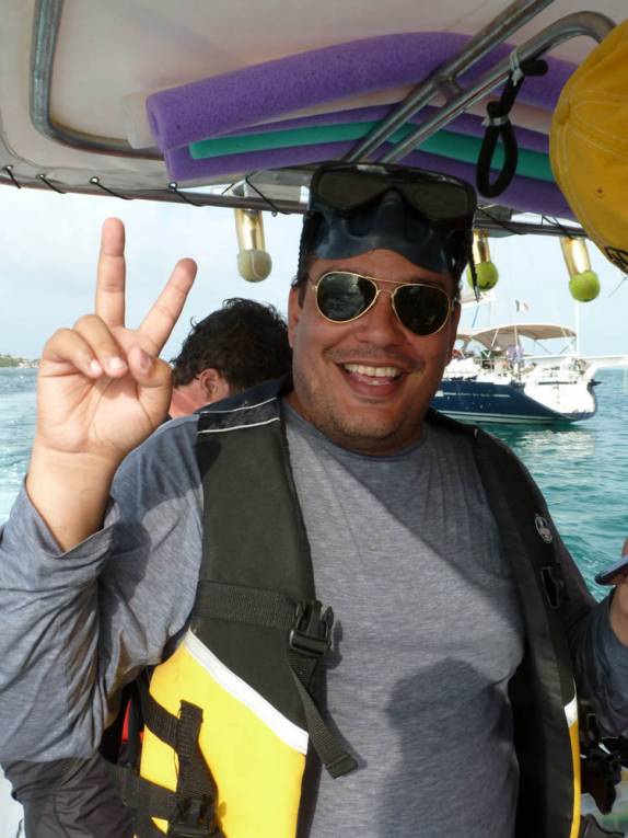 A caminho do mergulho com arraias, em San Andrés, no caribe colombiano